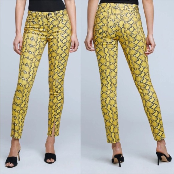 L'AGENCE Jyothi Coated Jean in Yellow/Gold Multi Palma Snake Size 25 NEW - Picture 9 of 9